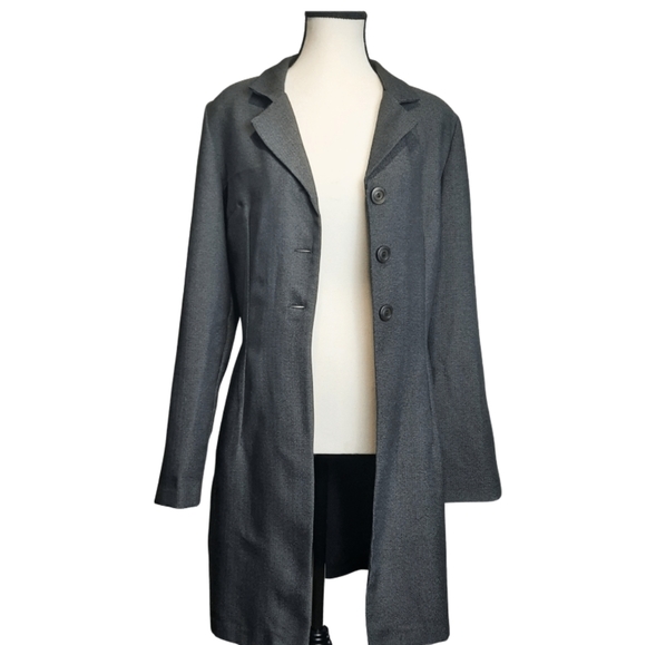 Women's Blazer Size 13 BYER TOO CALIFORNIA grey and black color Herringbone - Picture 5 of 12